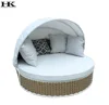 outdoor furniture professional manufacturer round shape lounge chair PE rattan beach day bed with canopy
