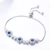 BAGREER SCB088 Euro& American Sterling Silver Women's Bracelet CZ Stone Blue Elf Stretchable Blue Eye Turkish Rope Jewelry