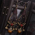 Bells Earrings Copper Earrings Glass Glazed Handmade Braided Copper Bells Vintage Ethnic Jewelry Earrings