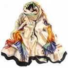 Silk Scarf Large Satin Headscarf Fashion Pattern Wrap Shawl for Women