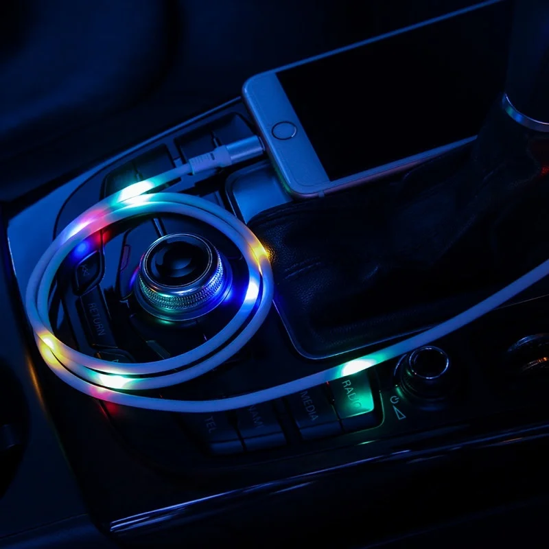 Volume Control Dance LED Light Flash Cable Data Sync 2A Fast Charging USB Cable - ANKUX.COM
