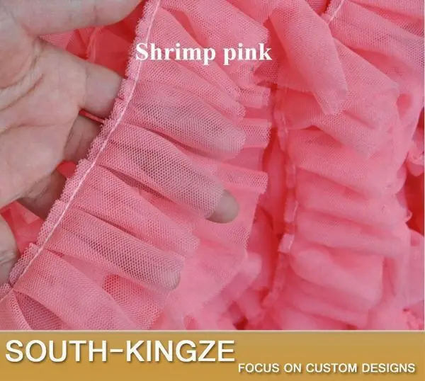 Double layer mesh Ruffled Ribbon Trim for skirt decoration 5 cm Wide 10 colors for choice