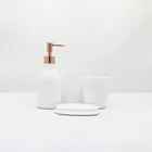 Home White Ceramic Natural Marble Bathroom Accessories Set for Home Bath Decor
