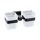 2019 Luxury Matt Black bathroom Accessories Stainless Steel Double Cup Tumbler Holder JG-S05B-KBN71