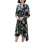 Wholesale new Chinese print v-neck casual loose dress
