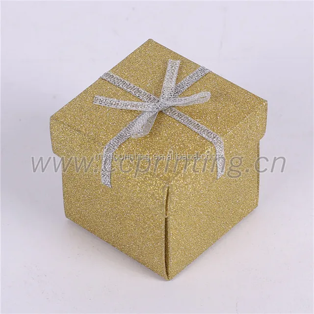 custom high quality gold glitter favor gift box