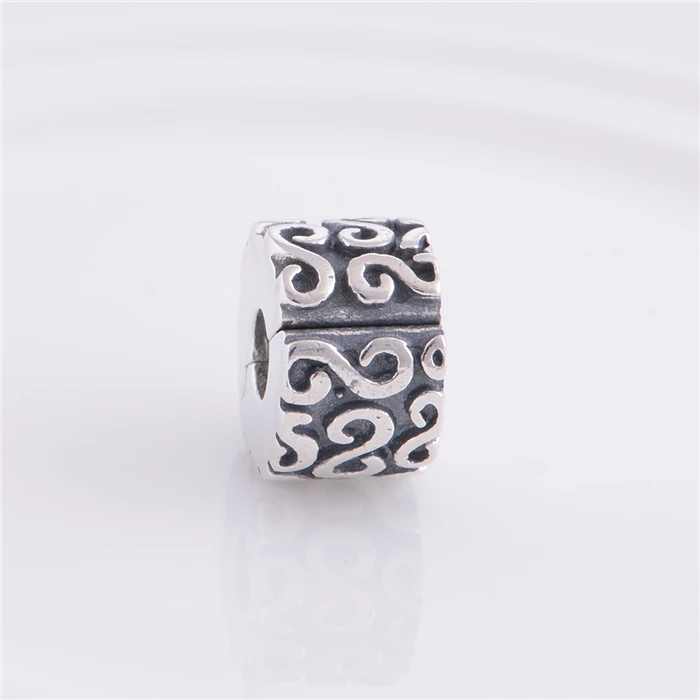 925 Sterling Silver Lock Clip Stopper Charm Beads with S Symbol, DIY Jewelry Fit Thread Troll Charm Bracelets C0302