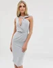 Unique design women bodycon summer dress cut-out drape midi dress in grey