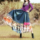 D&S factory dropshipping fancy tiered bohemian gypsy skirt chiffon pleated maxi skirt