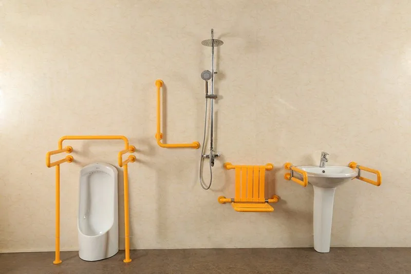 Yellow Painted ABS Coated Disabled Toilet Handle