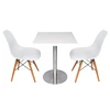 Factory direct sale dining table set stainless steel melamine canteen table and plastic wood chair