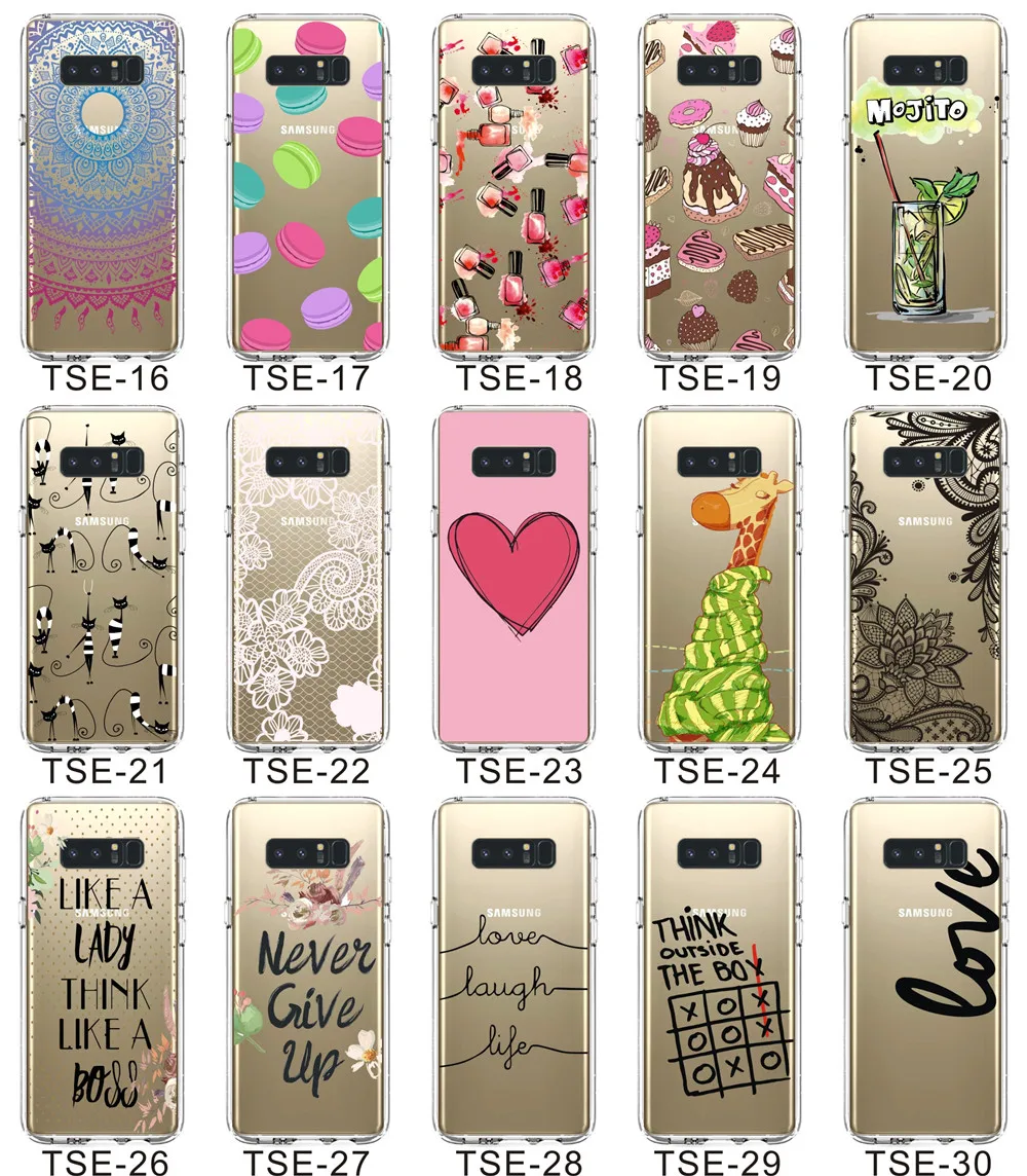 Marble Patterned For Samsung Galaxy Note 8 TPU Case Phone S8 S7 Edge Soft Flexible Slim Fit Protective Cover for Samsung Note 8 Case For Samsung Galaxy Note 8 Case White Henna Mandala Floral Lace Clear Design Printed Transparent Protective Phone Cover TPU Case for Galaxy Note 8