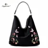 2018 SS Flower Embroidered Velvet Reversible handbags for ladies with Guitar Strap online shopping india
