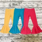 Hot Selling Kids Solid Color Casual Boutique Children Clothes Baby Girls Leggings Ruffle Pants