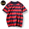 iGift red black oversized horizontal stripe t-shirt Scoop neck custom t shirt men