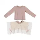 2PCS Kids baby girls summer clothes solid color t-shirt tops+lace shorts outfits girls set