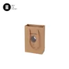 Custom Logo Printing Flat Handle Brown natural kraft paper bag With window