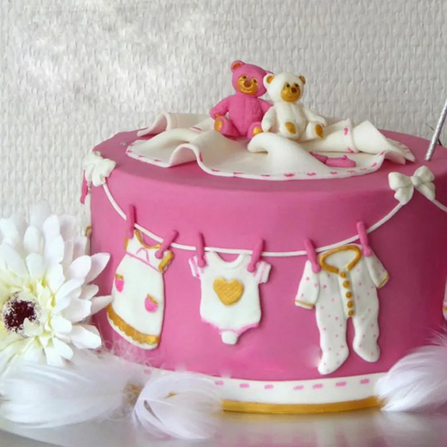 1 PC 2015 Pop 3D Baby Clothes Shower Silicone Mould Fondant Kitchen Cake Mold for Chocolate Baking Tool