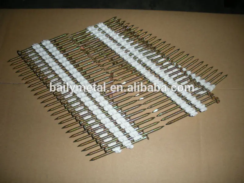 Factory direct high quality 21 degree plastic strip nails ring shank for USA market