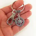 Compass keychain nautical keychains Long distance key ring gift Keyfob
