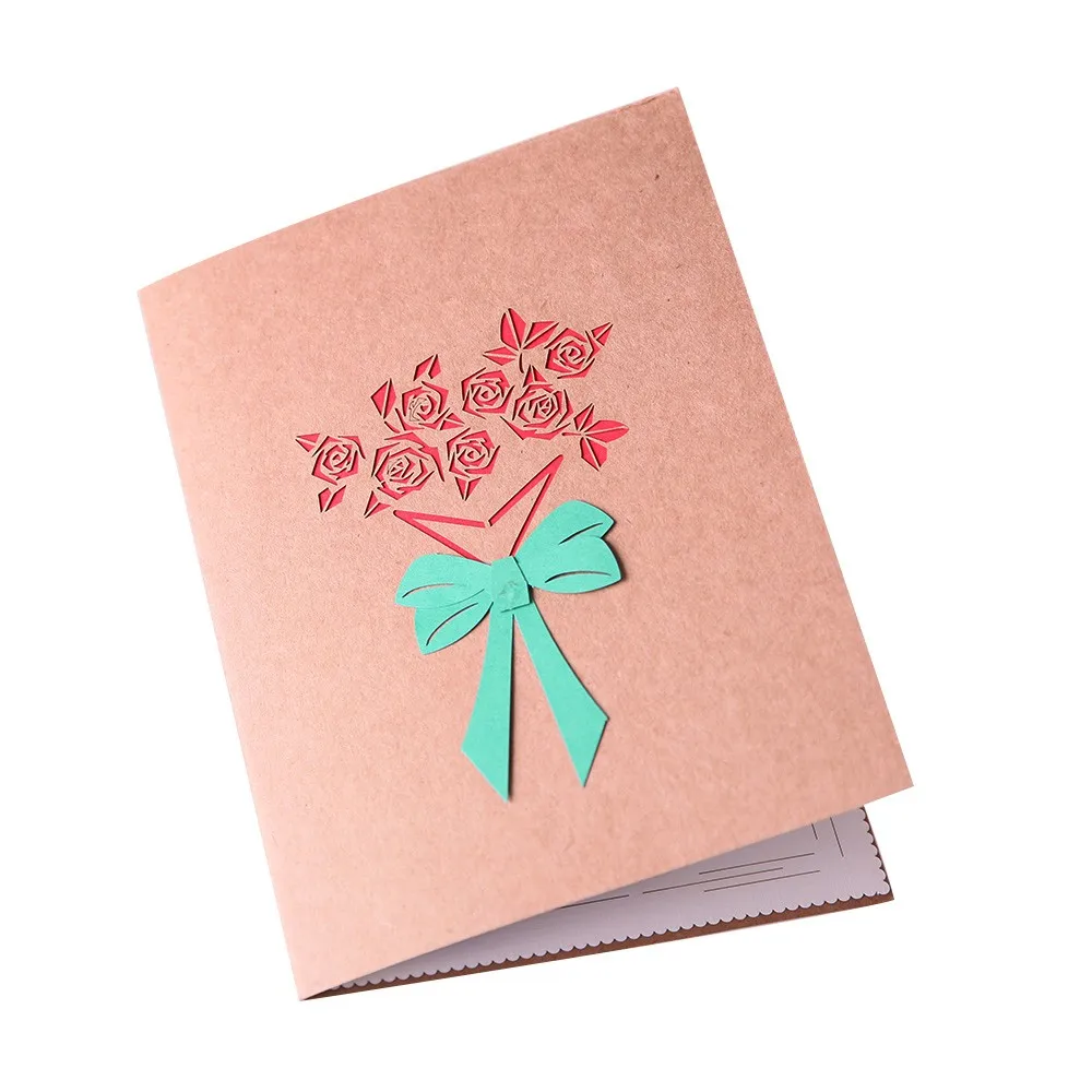 rose flower handmade 3d pop up greeting card for mothers day
