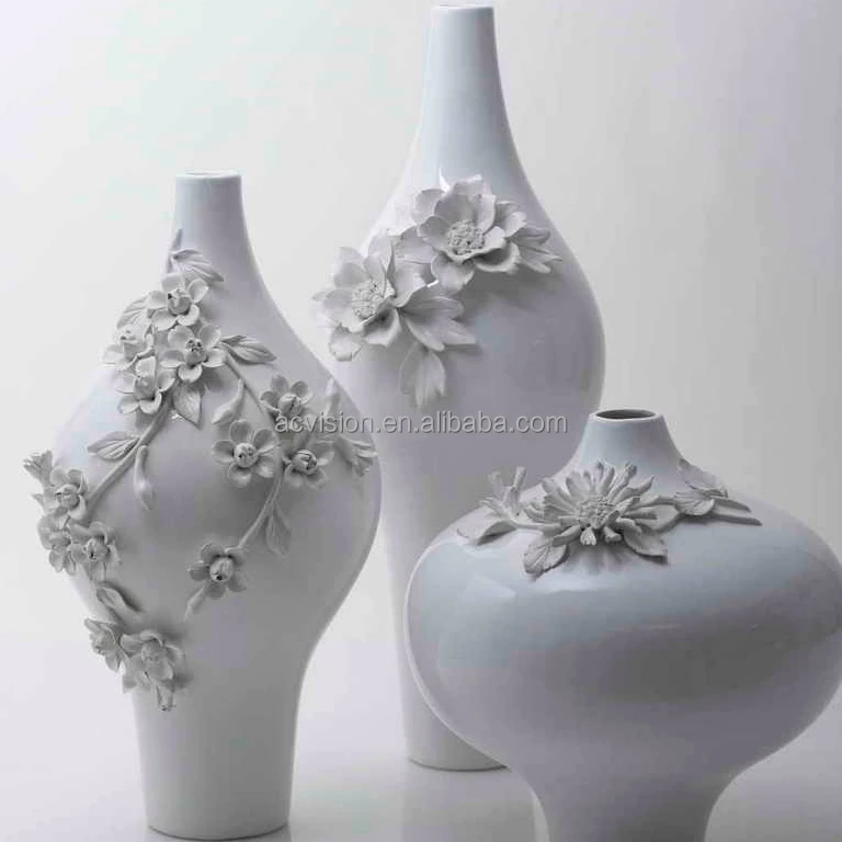 Современные индивидуальные роскошные свадебные белый керамика декоративные большой цветок пол вазы Винтаж украшения дома