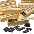 Domino Wooden Dominoes Educational Children Wood Domino Blocks Game Set