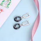 Ceramic Earrings Ceramicceramic Earring Supplier Korean Jewelry 925 Sterling Silver White Gold Plated Cubic Zirconia Black Oval Ceramic Daily Wear Earrings For Women SJSH-CE015