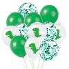 new arrival 12inch green color confetti balloon jungle dinosaur birthday party decoration latex dinosaur balloon