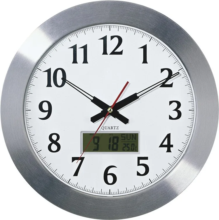Analog Wall Clock With Digital Lcd Calendar Plastic Wall Clock View 