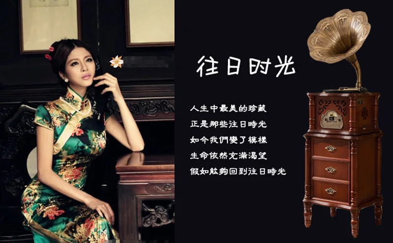 Manufacturers shipping vinyl phonograph machine antique retro wooden decoration style of a Bluetooth radio CD player