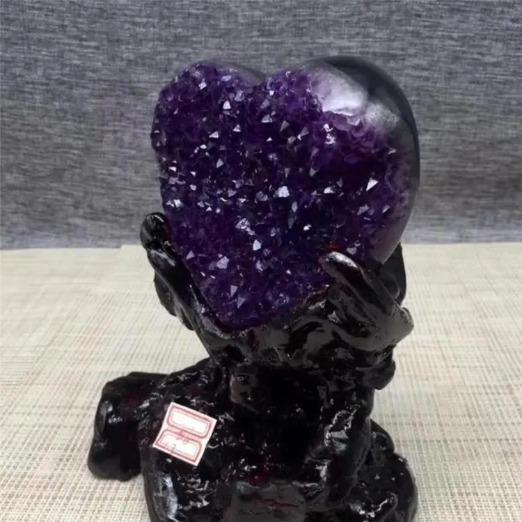 custom crystal heart shaped amethyst geode electroplated crystal