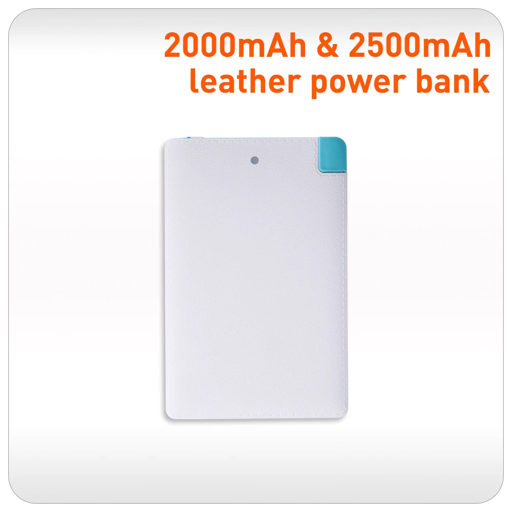 credit card 2500mah built in cable portable power bank charger