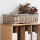 Wholesale large wedding decoration serving storage cloth liner rattan willow wicker food hamper craft tray table basket
