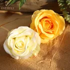Decorative simulation colorful silk artificial rose flower head