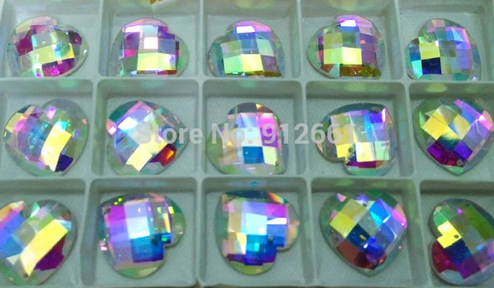 crystal glass beads flat back no hot fix shiny heart rhinestone rivoli sew on two holes garment accessories