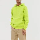OEM Neon Green Plain Men Basic French Terry Cotton Hoodie With Custom Logo