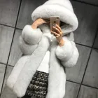 women high quality full pelt thick hooded fox fur coat ladies long natural fox fur jacket