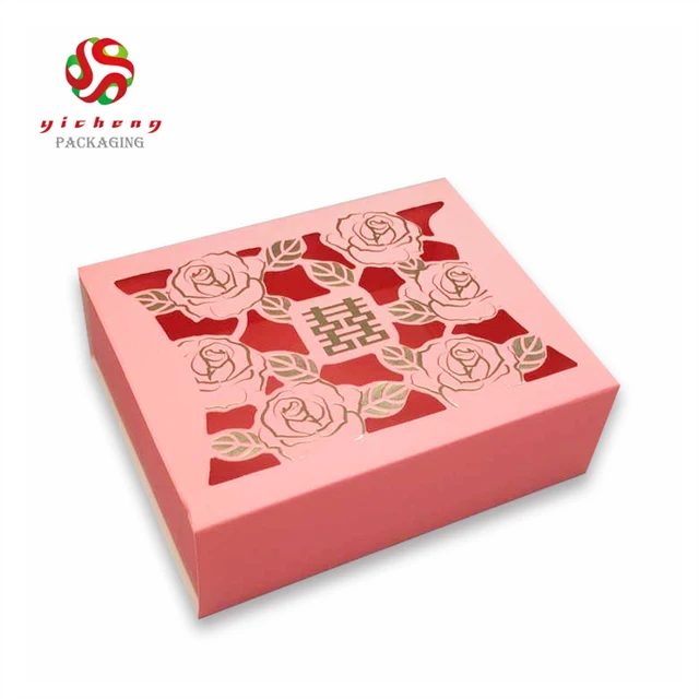 custom pink sweet wedding candy packing paper gift box