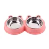 Factory Direct Pet Supplies Pet Dog Stainless Steel 2 Bowl/pot With Resin Base Non-slip