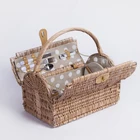 2 persons dim sum gift storage willow wicker picnic basket