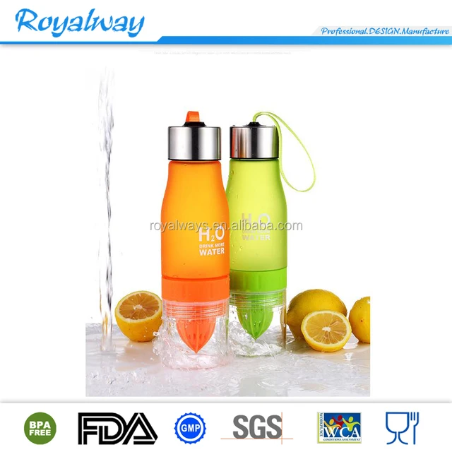 eco-friendly plastic sports juice bottle lemon squeezer water
