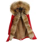 Large Real Raccoon Fur Collar Parka Coat Hooded Casual Warm Long Style Custom Parka Jacket Best Quality Womens Parka With Fur