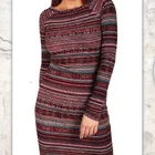 Ladies Long Sleeve Bodycone Dress with Textured Jacquard Print