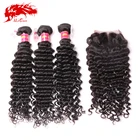 alibaba cheap deep wave brazilian virgin hair with closure for sale