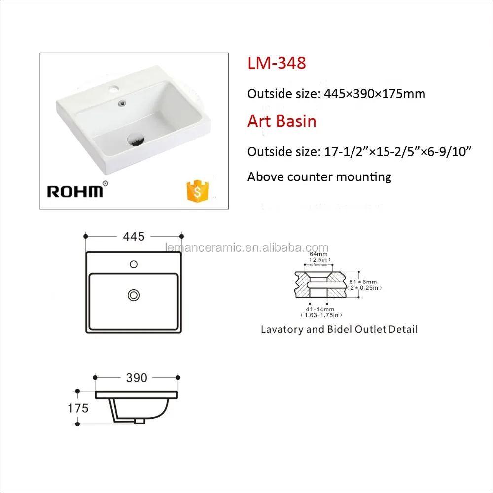 LM-348 Sanitary Ware Wash Basin in Bathroom Sink Chaozhou Handmade supplier