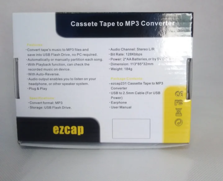 Standalone direct convert to USB storage cassette tape to mp3 converter