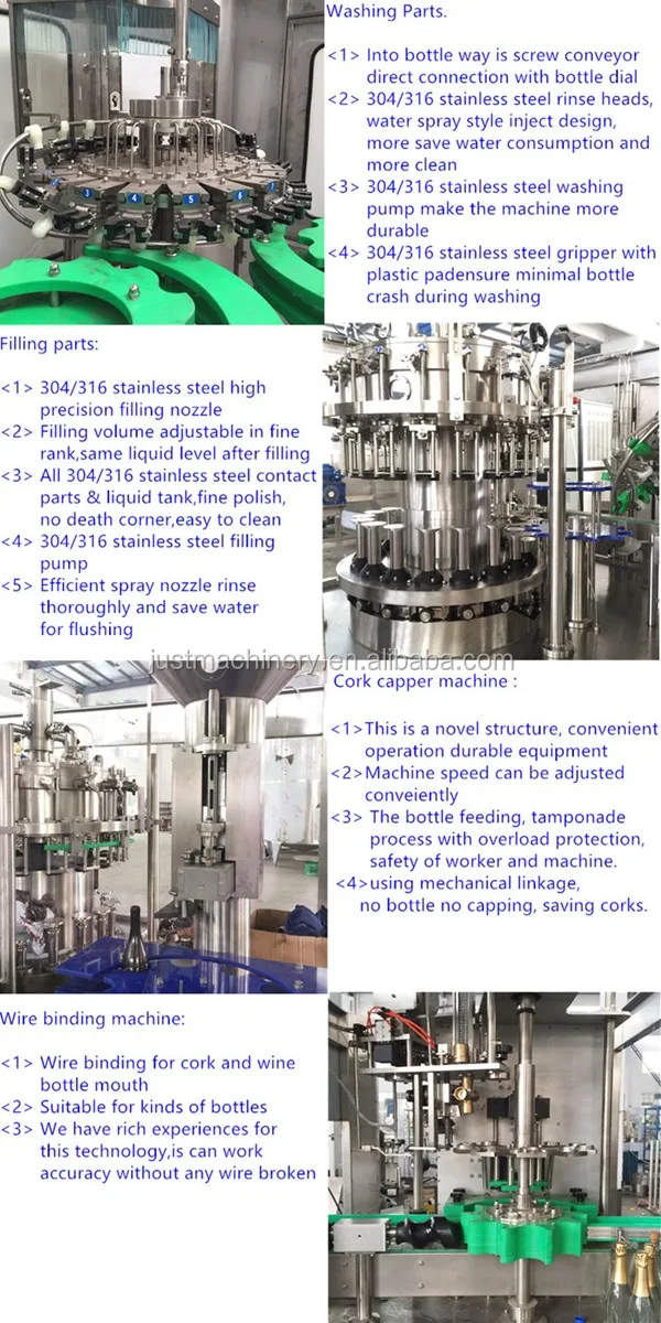 Automatic glass bottle champagne filling machine bottling plant manufacturer