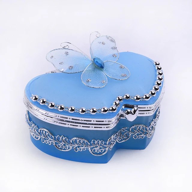 Yunde Butterfly Double Heart Plastic Case Mirror baby Jewelry Box