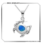 Summer lucky stone blue opal crab pendant necklace for man